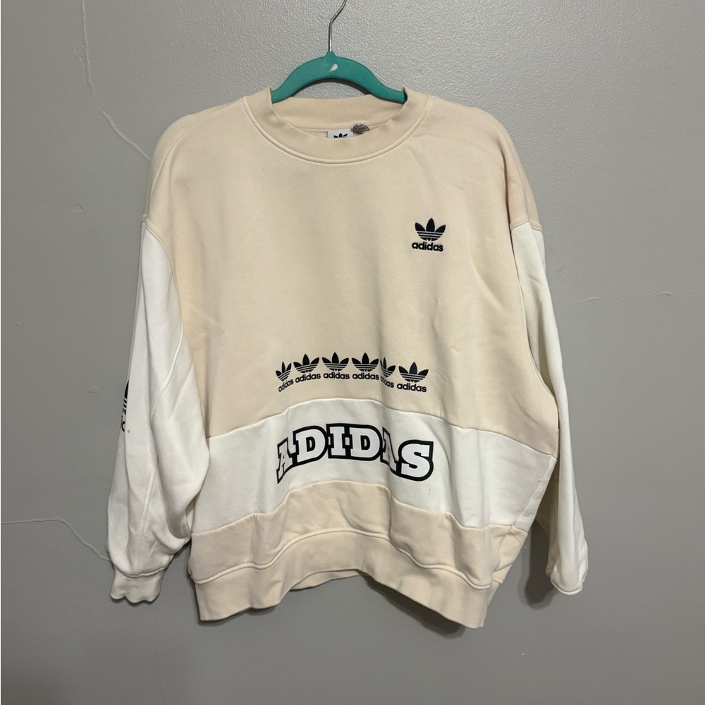Adidas Cream and White Crewneck